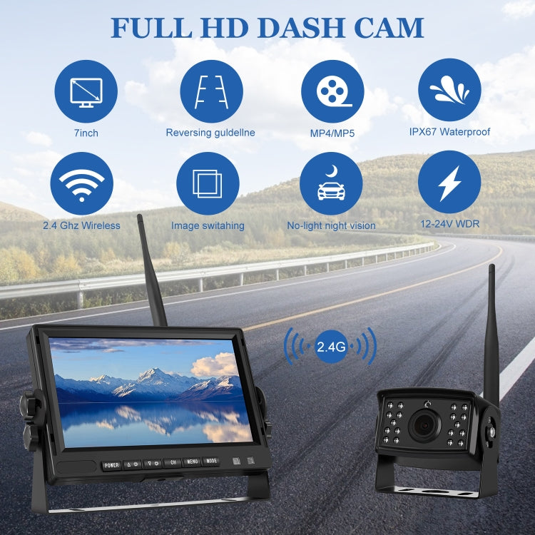 7 inch Car Digital Wireless Rear-view Split-screen Monitor Four Record, Four Record 7 inch Car Digital Wireless Rear-view Split-screen Monitor Four Record, Four Record